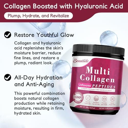 BEAUTIDE Collagen Peptides Powder for Women – Hydrolyzed Collagen with Vitamin C for Skin Hydration - Supports Hair, Nails & Joints Health – Unflavored, Keto Friendly, 35 Servings - Thumbnail 4