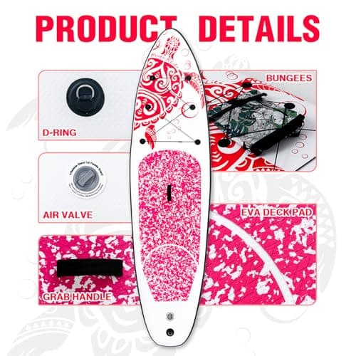 FEATH-R-LITE Inflatable Stand Up Paddle Board 10'6''x33''x6'' Ultra-Light (18.9lbs) SUP with Paddleboard Accessories,Fins,Adjustable Paddle, Pump,Backpack, Leash, Waterproof Phone Bag - Thumbnail 4