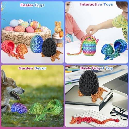 ONEVIVE 6 PCS Dragon Egg, 3D Printed Dragon Eggs with Dragon Inside Surprise Mystery Easter Egg Fidget Toy, Articulated Crystal Toys for Kid Desk Decor (B) - Thumbnail 5