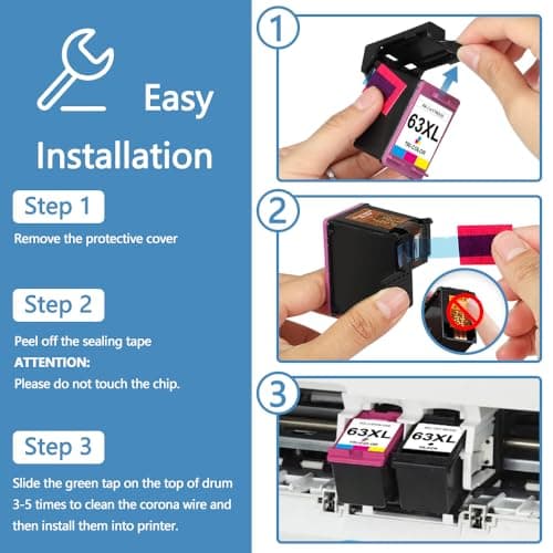 MxVol 63XL Ink Cartridge Replacement for HP Ink 63 XL HP63 2-Pack Black - Thumbnail 4