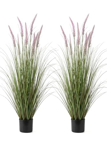 Crasraye Artificial Cattail Reed Grass Plant 4ft-2 Set, 48in Tall Faux Onion Grass in Pot, Fake Horsetail Reed Grass for Indoor Home House Room Floor Wedding Decor, Housewarming Gift - Image 1