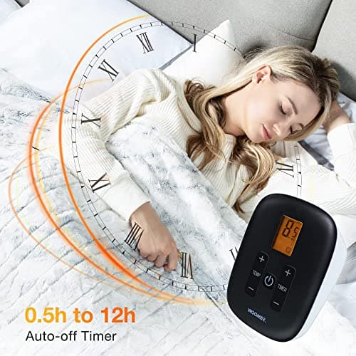 WOOMER Heated Blanket Twin Size 62" x 84", Electric Blanket with 0.5-12 Hours Timer & 10 Heating Levels, ETL Certified, Marble Blue Double-Sided Faux Fur, Over-Heat Protect, Machine Washable - Thumbnail 6