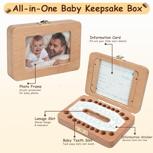 Tooth Fairy Tooth Holder, Handcrafted Natural Wood Storage Box with Fairy Gold Coin, Ideal for Baby Teeth Umbilical Cord Lanugo, Odorless Non-toxic Keepsake Organizer for Lost Teeth Preservation - Thumbnail 2