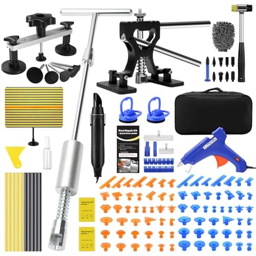 VEXTRO Dent Puller Kit Dent Removal Tools for Car, Paintless Dent Repair Kit with Metal Dent Lifter, Powerful Slide Hammer T-Bar, Bridge Puller, Auto Body Dent Repair, Door Ding, Hail Damage Removal