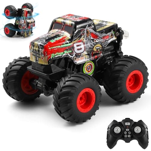 DYODYORC Remote Control Car, 2.4Ghz All Terrain Monster Truck Toys, RC Truck with Music, 3 Lighting Effects, 360 Stunt Capable, 2 Batteries Ready to Run, Toy Gifts for Boys and Girls (Red) - Image 1