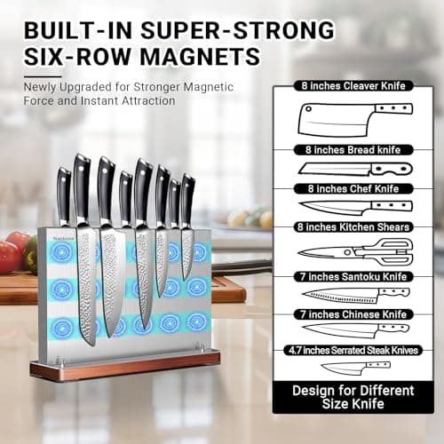 Nanbone Home Kitchen Magnetic Knife Holder Without Knive Display Stand Magnetic Knife Block Rack Magnetic Stand with Strong Enhanced Magnet Multifunctional Storage Stainless Steel Knife Magnetic Strip - Thumbnail 2