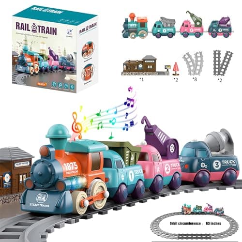 Lighting & Music Train Toy for Kids, Magnetic Train Toys for Toddlers 3+, Electric Train Set with Train Tracks Accessories Battery Operated, Birthday for Boys Girls Age 4 5 6 7 - Image 1