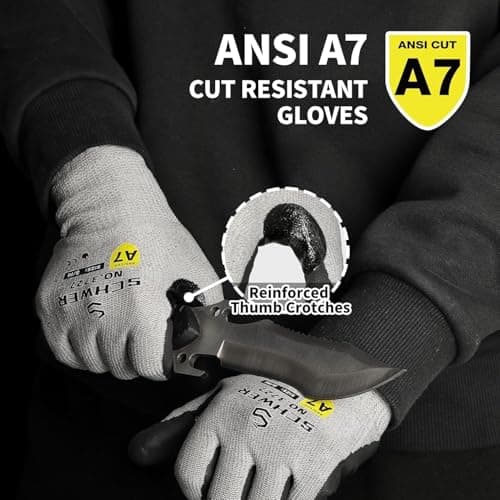 High Level Cut Resistant Work Gloves for High Risk Work, ANSI A7 Cutting Gloves with Reinforced Thumb, Used for WoodWorking, Construction, Non Slip, Durable, Breathable & Cool, XL, 1 pair, PR3727 - Thumbnail 2
