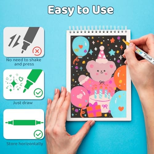 HOTU 72 Colors Acrylic Paint Markers for Coloring BooksFabric Stone Wood Sketchbook Eggs - 36 Set Dual Brush Tip Paint Pens - Art and Crafts Supplies Kit - Great Gifts Idea (36pcs,72 colors) - Thumbnail 4