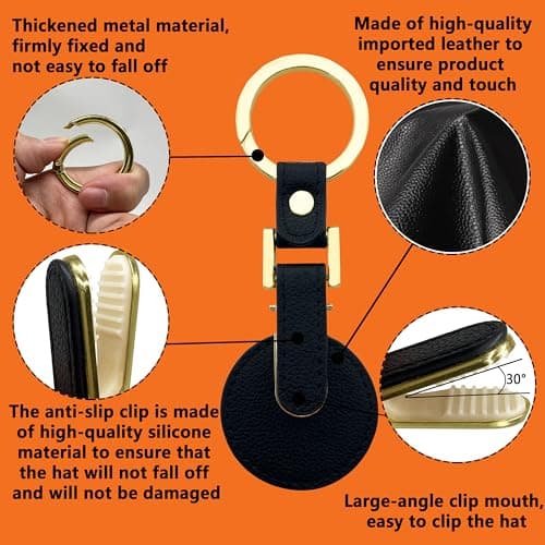 zebricolo Hat Clip for Travel, 360-degree swing, no hat will fall off, hands-free,Travel Hat Hooks,Vacation Beach Cruise Essentials Accessory, Gift box packaging,Black - Thumbnail 2
