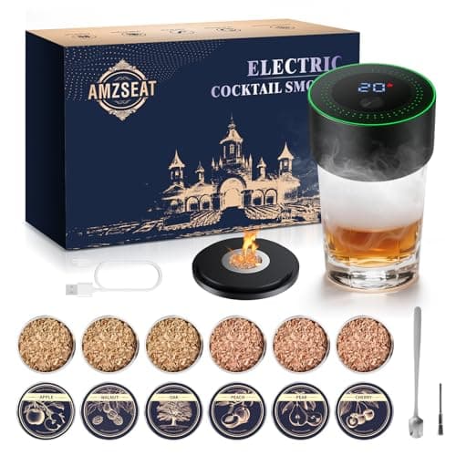 AMZSEAT Electric Whiskey Smoker Kit-Rechargeable Cocktail Smoker Set with 6 Wood Chips-Unique Bourbon Ideal Christmas, Birthday, Valentine's Day Gift,Gifts for Men, Dad, Husband - Image 1