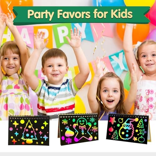 ZMLM 4 Pack Scratch Art Party Favors: Birthday Party Favors for Kids 4-8, Bulk Rainbow Scratch Notebook Paper Pads, Goodie Bags Stuffers Girls Boys Classroom Gifts Crafts Toys Easter Basket Stuffers - Thumbnail 2