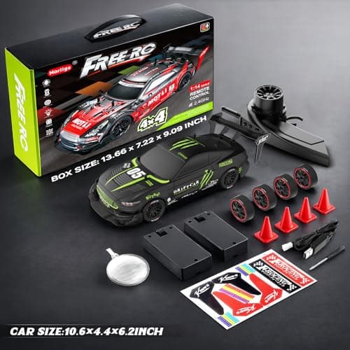 LFOLUSU Remote Control RC Drift Car 1:16 Scale 4WD RC Car with LED Lights 2.4GHz 30km/h RTR High Speed Racing Sport Toy for Adults Boys Girls Kids Gift 2Pcs Rechargeable Battery (A-Black) - Thumbnail 6