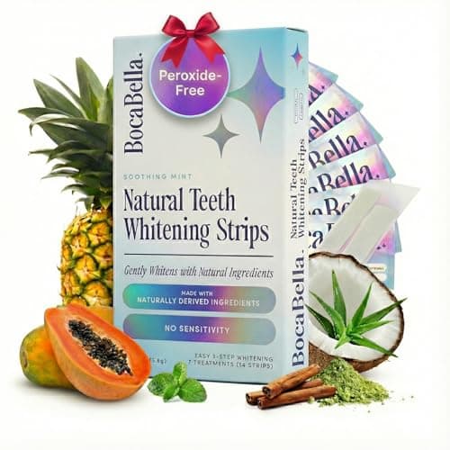 Natural Teeth Whitening Strips – Peroxide-Free, Enamel-Safe & Sensitivity-Free | 7 Treatments | Papaya & Pineapple Enzymes + Coconut Oil | Gentle Daily Stain Removal for a Brighter, Whiter Smile - Image 1