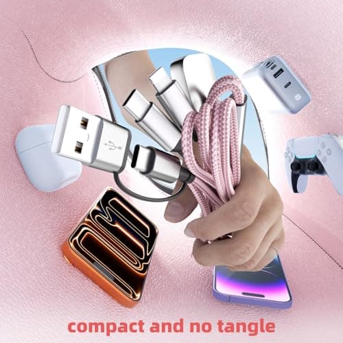 3 in 2 Multi Charging Cable for iWatch Charger/IP/USB C, Travel Cruise Essentials for Car Charger,4FT Nylon Charging Cable USB C/A Phone Charger for iWatch Series/iPhone 17-11/iPad,Home/Office/Car Use - Thumbnail 6