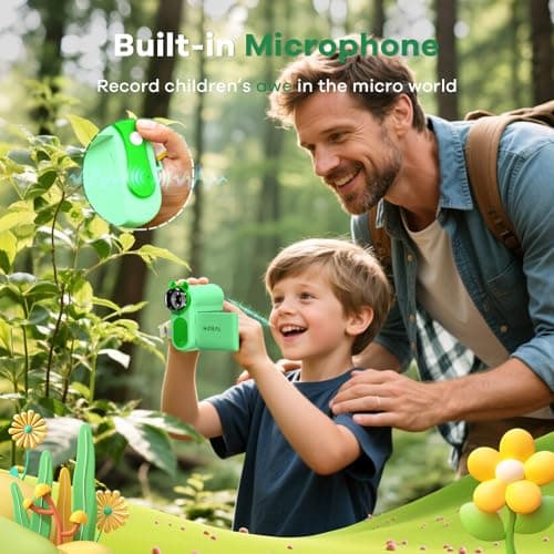 Hideal HP60 IPS Microscope for Kids: [Auto On & Off] [3-in-1] 2" Portable Handheld Microscope Miniscope, Pocket Mini Scope Educational Science Kit, Christmas Birthday Gifts for Kids, PC View, Green - Thumbnail 6