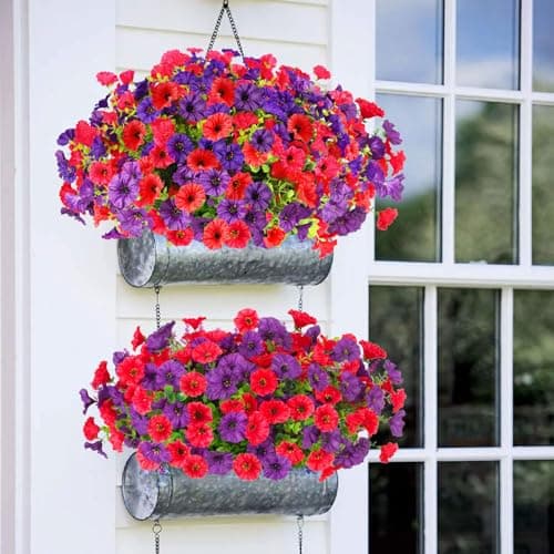 ADXORA 12 Bundles Morning Glory Artificial Flowers for Outdoor Decoration UV Resistant Fake Plastic Plants Artificial Greenery for Indoor Outdoor Garden Patio Window Box Home Decor - Thumbnail 5