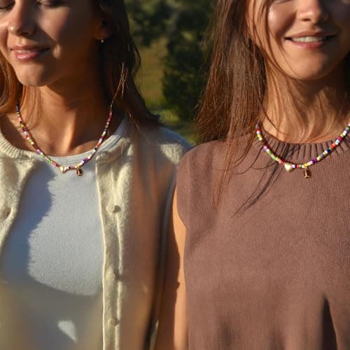 Turandoss Colorful Beaded Football Necklace for Women - 14k Gold Plated Dainty Heart Pendant Choker Necklaces for Women Her Mom Daughter Son Personalized Jewelry Gifts - Thumbnail 4