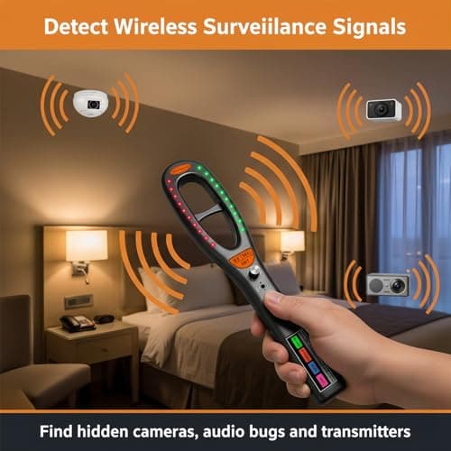 KEULGOUL Hidden Camera Detector, RF Signal Detector and Magnetic Field Detector, Portable Camera Lens Finder, Rechargeable Privacy Scanner for Hotel Room, Car, Office, Home and Travel - Thumbnail 3