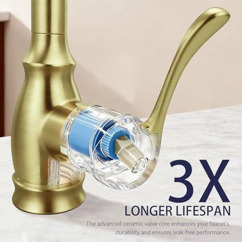Kitchen Sink Faucet with Pull Down Sprayer, High Arc Single Handle Kitchen Faucet 2-Function 360° Swivel Stainless Steel Sink Faucet - Thumbnail 6