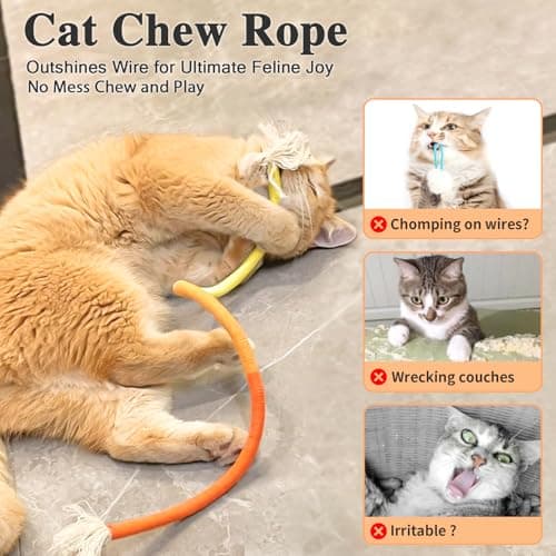 Retro Shaw Cat Chew Toys, 3-Pack Durable Rope Toys with Refillable Organic Catnip, Safe Dental Cleaning Interactive Toy for Indoor Cats & Kittens, 23.6 Inches - Thumbnail 2