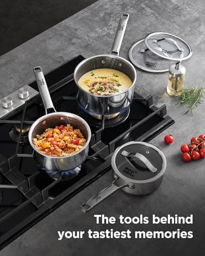 Nonstick Sauce Pan with Lid, Non-Toxic Tri-Ply Hybrid Ceramic Saucepan, 3.5 Quart Stainless Steel Pans, PFAS/PFOA/PTFE Free, Dishwasher & Oven Safe, Induction Compatible - Thumbnail 3