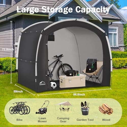 Bike Storage Shed Tent, Outdoor Bicycle Storage Shed, Waterproof Portable Bike Covers Shelter, 7.2x4.9x6.1ft Large Garage Tent for Motorcycle, Garden Tools, Lawn Mower - Thumbnail 2