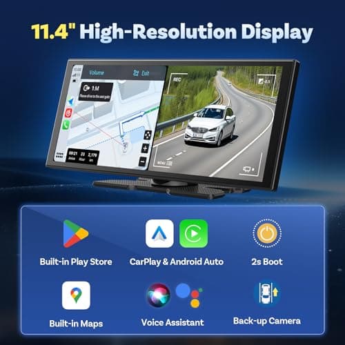 OTTOCAST OttoScreen AI, 11.4" Portable CarPlay Screen for Car with Netflix YouTube and Backup Camera for iPhone(iOS 8+) Android Auto(Android 11+), Built-in Apps, Voice Control, Android 15 OS - Thumbnail 2
