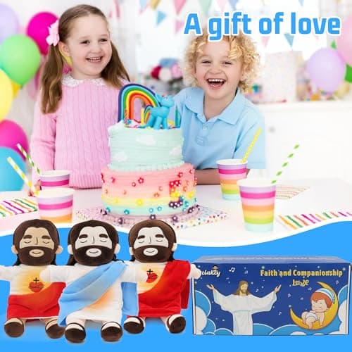 Yelakey Jesus Plush That Breathes, Jesus Stuffed Doll with Glow&Songs, Easter Toy Savior Doll for Church Sunday School Religious Easter Gift for Kids (Brown) - Thumbnail 6