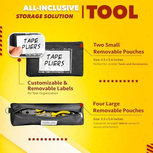 Updated Tool Roll Up Tool Bag Organizer, Name Tags, Advansed Features, Heavy Duty Tool Roll Bag Organizer, Mens Gifts For Him Motorcycle Mechanic & Electrician LUXADAR (6 Detachable Pouches) - Thumbnail 4