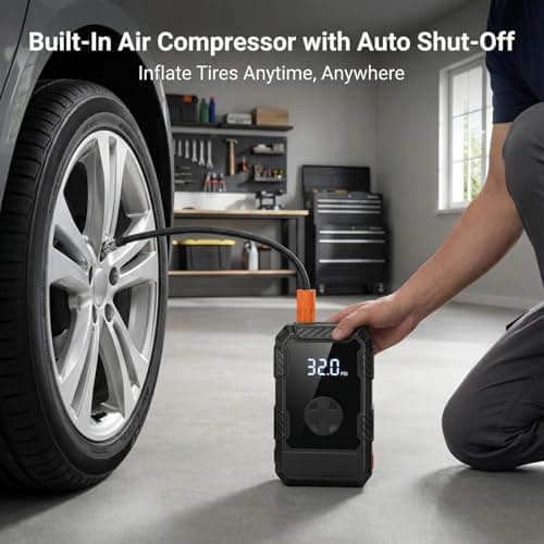 Jump Starter with Air Compressor – 4000A Peak Car Battery Booster & 150PSI Tire Inflator, 12V Auto Jump Box for Gas & Diesel Engines, LED Power Bank & Flashlight, Smart Safety Clamps, Gift-Ready - Thumbnail 5