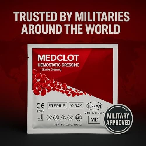 MEDCLOT Hemostatic Gauze – Kaolin Hemostatic Dressing Stops Bleeding Fast– Sterile Vacuum-Sealed, Compact for EDC & Blood-Thinner Users – CE-Certified First-Aid Essential – 2-Pack 2ft 2029 Expiry - Thumbnail 4