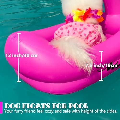 KUCDBUN Dog Pool Float, Funny 6-in-1 Inflatable Dog Floats for Pool, Pet Floatie Raft for Small Dogs, Puppy and Doggies, Pink Flamingo - Thumbnail 4