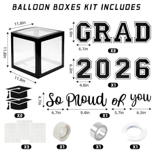 Graduation Decorations 2026 Graduation Party Decorations Set of 4 Boxes with 129pcs Balloons Arch Garland Kit Party Supplies for Any Grades Black - Thumbnail 2
