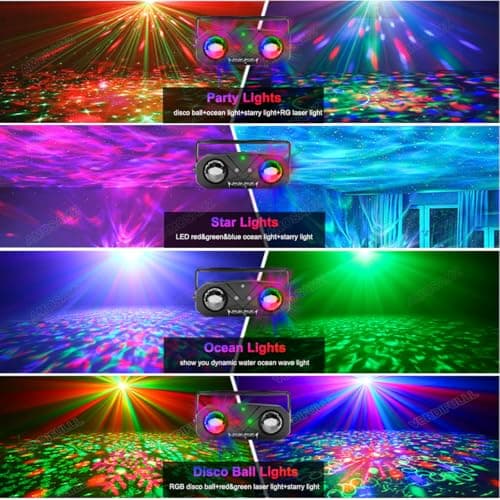 Disco Lights Disco Ball, Sound Activated Party Light with Roating Disco Ball,Star Projector,Ocean Light and Laser Lights for Party DJ KTV Club Wedding Festivals Stage Dancing Christmas - Thumbnail 3