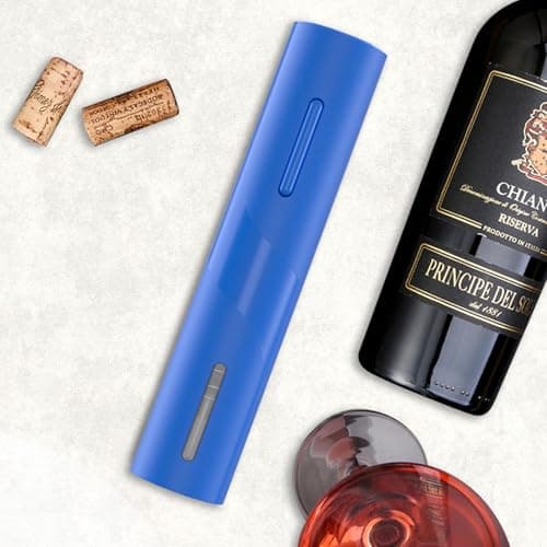 COKUNST Electric Wine Opener, Battery Operated Corkscrew with Wine Bottle Cutter for Wine Lovers, Blue - Thumbnail 4