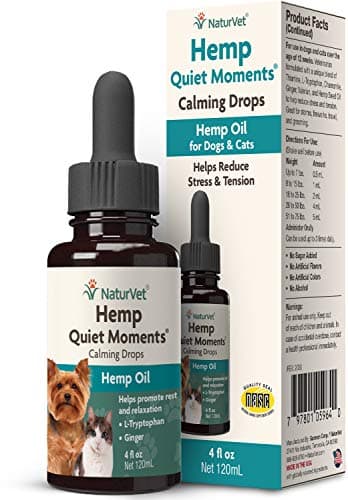 NaturVet – Hemp Quiet Moments Calming Drops - 4 oz – Enhanced with Hemp Seed Oil, L-Tryptophan & Ginger – Helps Reduce Stress & Promote Relaxation – for Dogs & Cats - Image 1