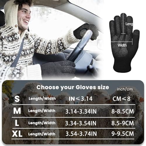 CozyGalar Winter Gloves Men, Thermal Merino Wool,6 Finger Touch Screen, Thickened Warm Fleece lined for Running Biking Christmas Husband - Thumbnail 6