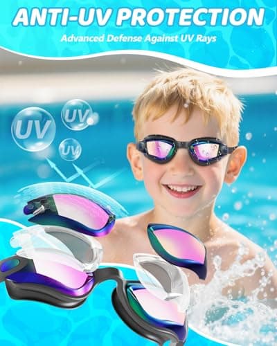 Aegend Swim Goggles - Kids Swimming Goggles for 3-14 Boys Girls Youth No Leaking Clear Vision - Thumbnail 2