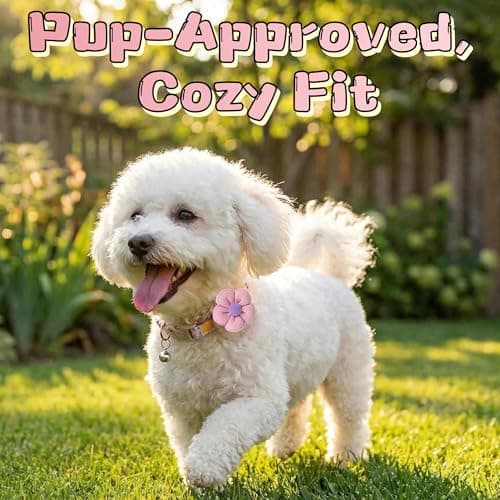 Floral Dog Collar with Bell and Flower, Cute Dog Collar for Puppy Small Medium Large Dogs, Pink Girl Dog Collar for Female/Male Dog Birthday Wedding Photo Props - Thumbnail 6