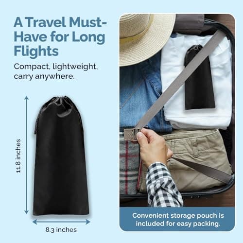 2 Pcs Airplane Foot Hammock–Adjustable Foot Hammock for Plane Travel with Thick Bamboo Base, Lightweight Travel Footrest for Office, Flights(Black) - Thumbnail 6