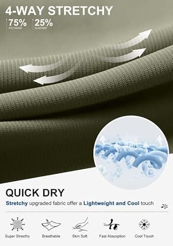 Viodia Men's 7" Golf Shorts with 5 Pockets Elastic Waist Dry Fit Stretch Lightweight Shorts for Men Hiking Casual Athletic Dusty Green - Thumbnail 5