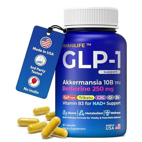 ANTROLIFE GLP-1 Support Supplement - Appetite & Gut Health, Metabolism, NAD+ Support - 18 Synergistic Ingredients - Inulin-Free - Akkermansia, Berberine, Saffron, Trikatu - 60 Caps. (30-Day Supply) - Image 1