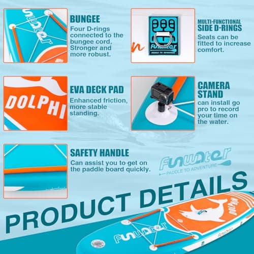FunWater Inflatable Stand Up Paddle Boards Ultra-Light SUP Wide Stable Design Non-Slip Comfort Deck for Youth & Adults with Premium SUP Board Paddle Accessories - Thumbnail 3