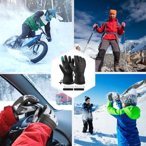 Pnosnesy Ski Gloves,Snow Gloves,Waterproof Cold Weather Winter Gloves for Parent Boys Girls- Cycling, Driving, Running - Thumbnail 5
