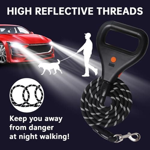 Rrechargeable Heated Dog Leash, Highly Reflective Threads Leash Rope with Rechargeable Hand Warmer for Medium Large Dogs, 1/2 inch - M - Thumbnail 4