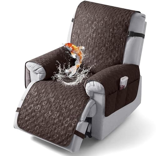 VANSOFY 100% Waterproof Recliner Chair Cover, Recliner Cover with Non-Slip Granule, Washable Reclining Chair with Pocket Furniture Protector for Kids, Pets(Chocolate, 23") - Image 1
