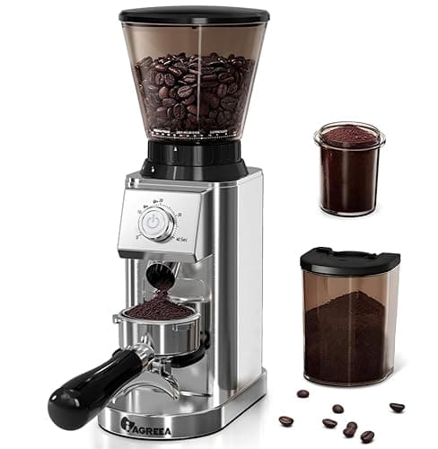 IAGREEA Coffee Grinder with Anti Static, Burr Coffee Bean Grinder for Home Use with 48 Precise Grind Settings, Detachable Funnel Stand for Espresso/Drip/Cold Brew/French Press, Stainless Steel - Image 1