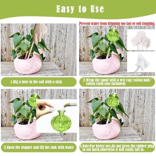 4 Pack Plant Watering Globes,Self Watering Planter Insert Plant Watering Devices for Indoor Plants,Easy Plants Live Houseplants Self Watering Plant Accessories Indoor Ideas for Plant Lovers(White) - Thumbnail 6