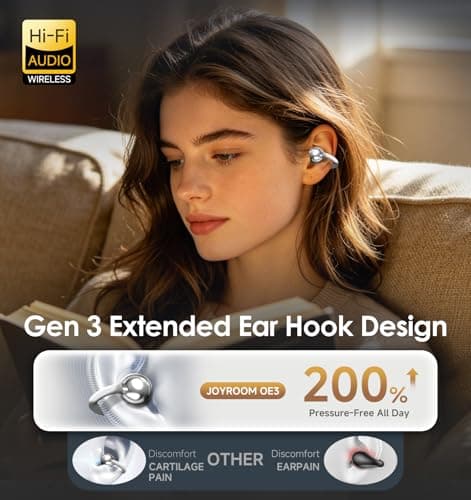 King Lucky Next-gen Clip on Earbuds Open Ear Wireless Bluetooth 6.0 Headphones with Mic,50H Play,ENC,IPX5 Waterproof,Sports Ear Buds,Comfortable for Small Ears&Fitness,Run (Silver, Standard) - Thumbnail 3